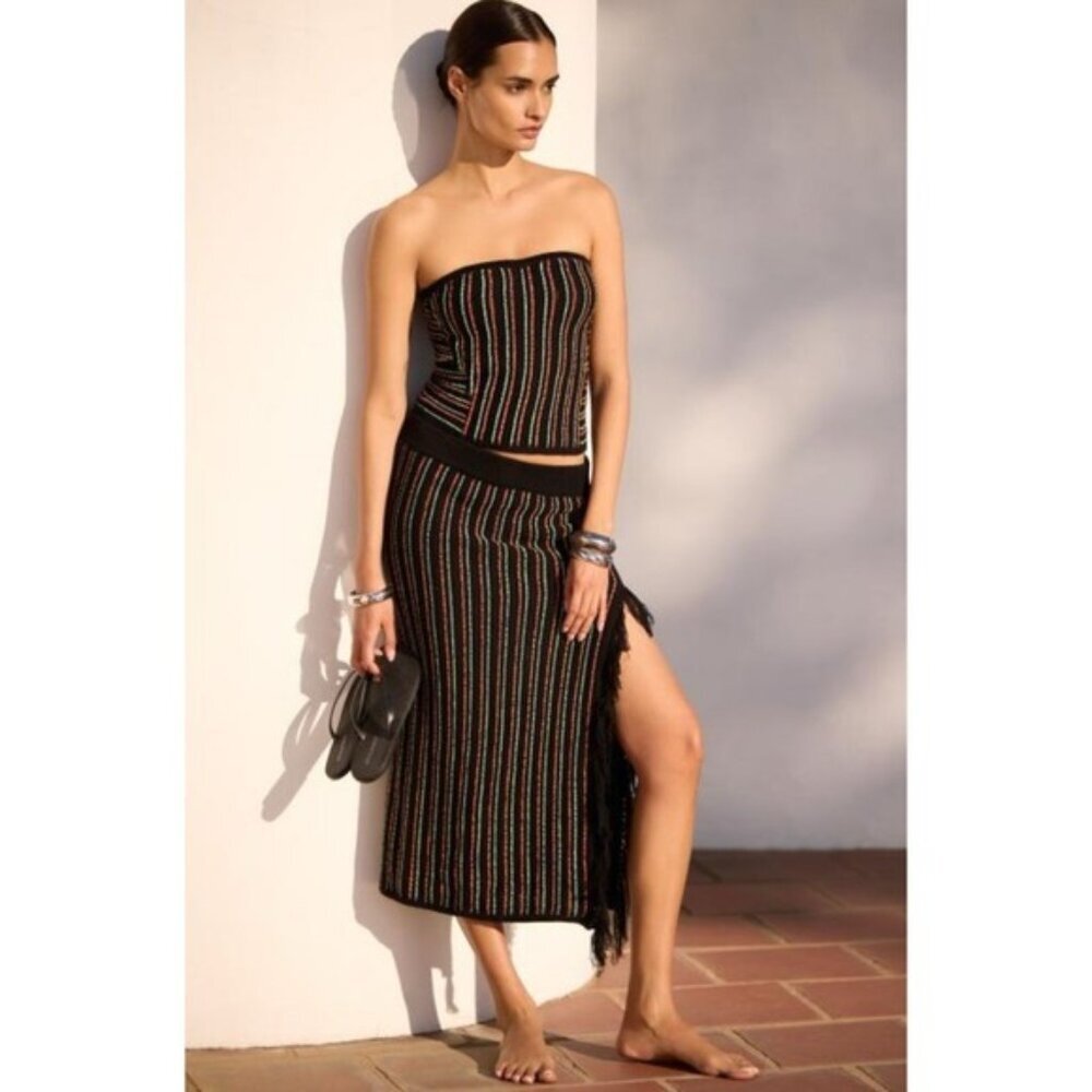 NWT Anthropologie CELANDINE 2pc SET Maxi Skirt & Tube‎ Strapless Knit Top MEDIUM